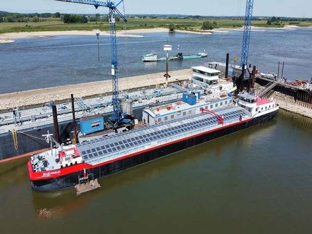 World's first hybrid solar cargo ship sets sail in Germany