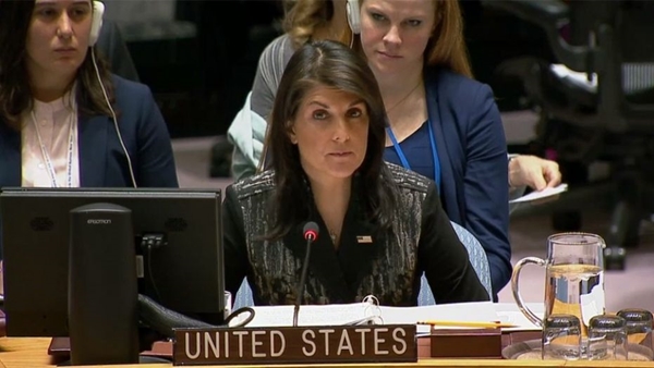 The US ambassador to the UN, Nikki Haley