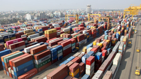 Containers pile up at Chattogram port