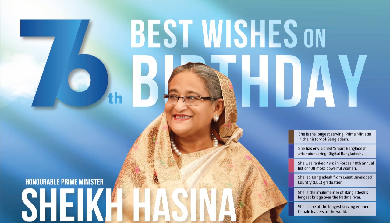 Prime Minister Sheikh Hasina's 76th birthday today