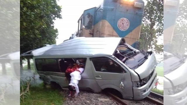 Bride, bridegroom among 11 killed as train hits microbus in Sirajganj