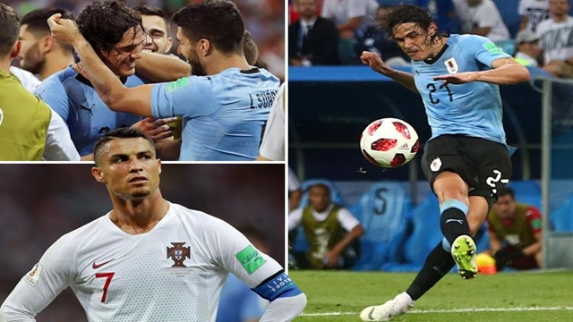 Cavani's superb double takes Uruguay into quarters