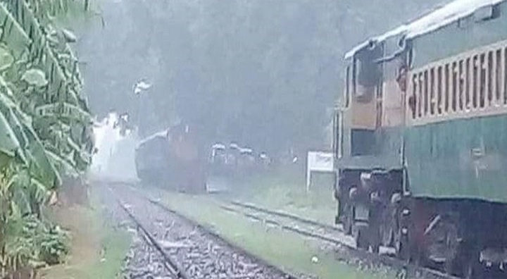 Two trains about to collide on same line in Rajshahi