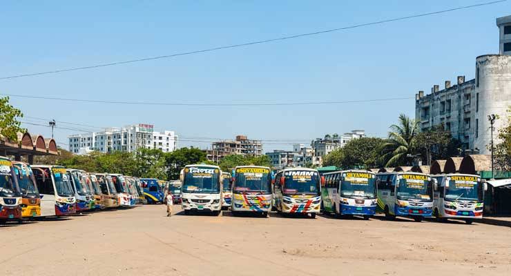 রাজবাড়ী থেকে ফের ঢাকাসহ সব রুটে বাস চলাচল বন্ধ