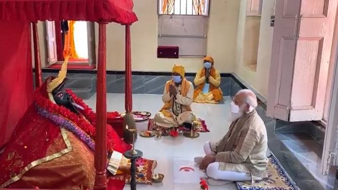 Indian PM Modi visits Jashoreshwari Kali Temple in Satkhira