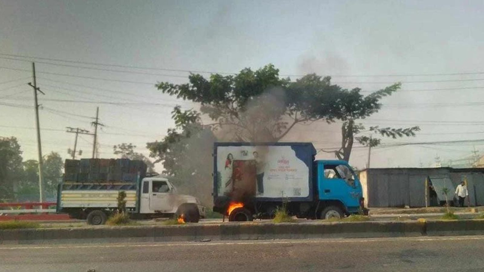 Vehicles torched as first day blockade underway