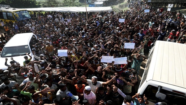 Rohingyas protest exodus, demand rights in Myanmar